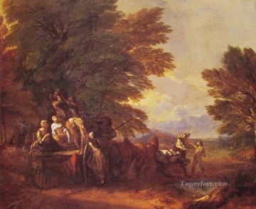 トーマス・ゲインズバラ Painting - 収穫ワゴンの風景 トーマス・ゲインズボロー